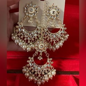 Beautiful jhumka (earrings ) with tikka ( Safeena Collection )